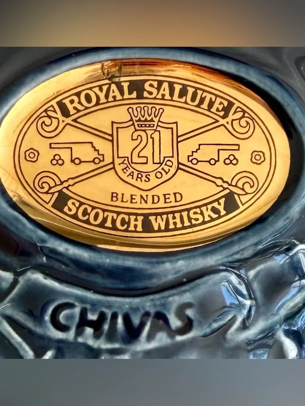 Vintage 90’s Chivas Royal Salute Bar Pitcher Vintage Cobalt Blue Pub Jug Ceram